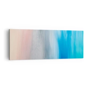 Obraz na płótnie - Abstrakcyjne pociągnięcia pędzla w odcieniach błękitu i różu - 140x50cm - Żywioły: powietrze - Nowoczesna dekoracja ścienna do salonu i sypialni ARTTOR