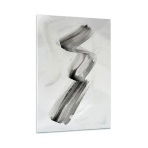 Obraz na szkle - Szary abstrakcyjny pociągnięcie pędzla na jasnym tle - 50x70cm - Od niechcenia dla zabawy - Nowoczesna dekoracja ścienna do salonu, kuchni i sypialni ARTTOR