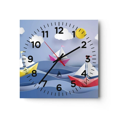 Zegar ścienny - Ach, jak przyjemnie kołysać się wśród fal - 30x30 cm