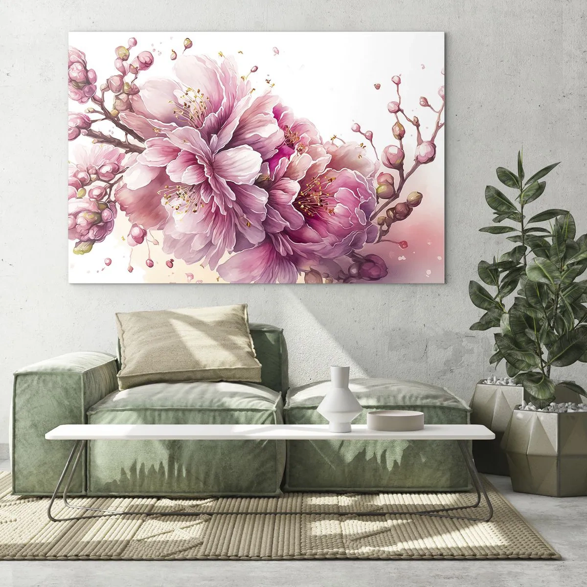 Obraz na szkle - Kwiat kwitnącej wiśni - 70x50 cm
