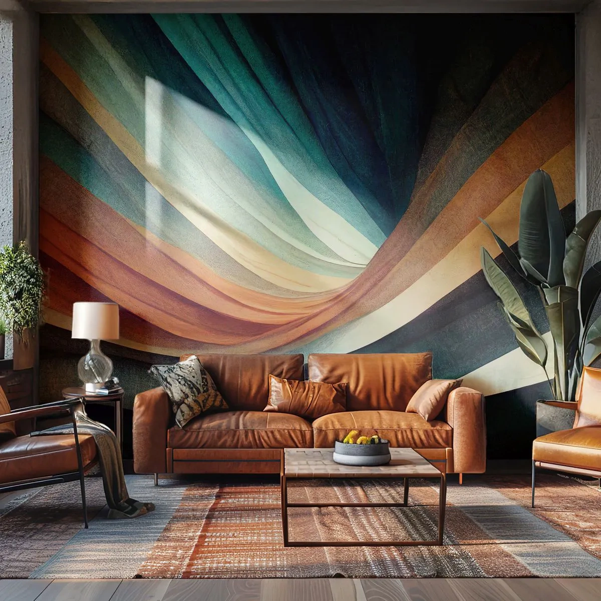 Fototapeta Premium Canvas - Utkane z barw - Sztuka, Abstrakcja, Linie - 300x210 cm