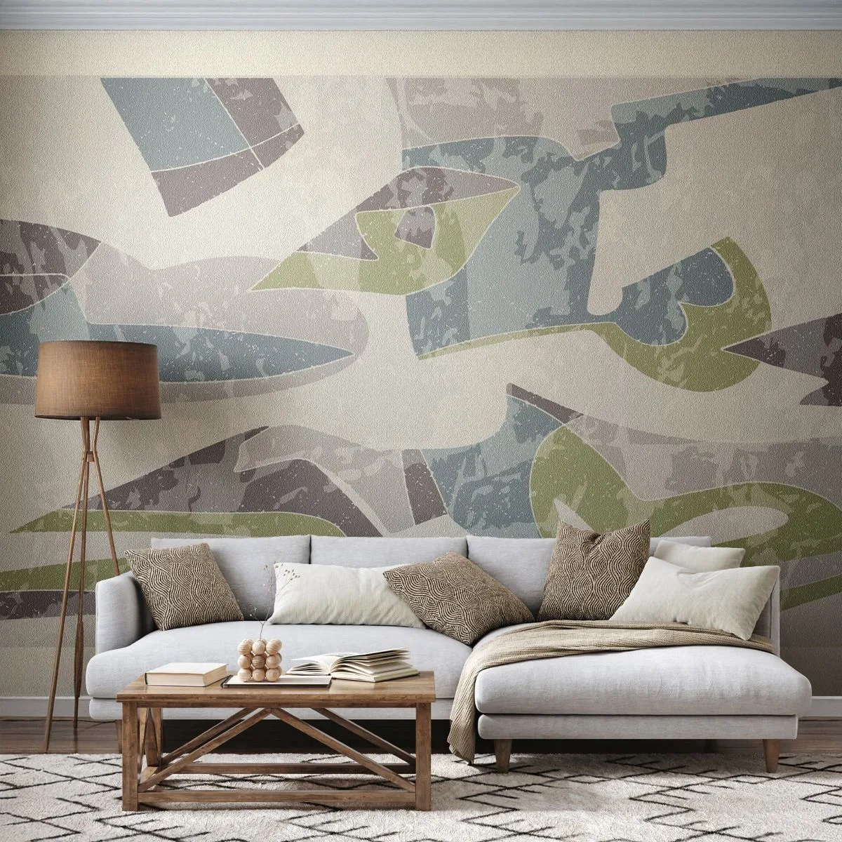 Fototapeta Premium Canvas - Kompozycja za szybą - Kształty, Abstrakcja, Pastelowe - 300x210 cm