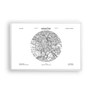 Plakat w białej ramie - Anatomia Krakowa - 91x61 cm