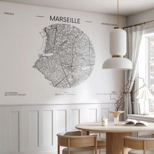 Fototapeta Premium Canvas - Anatomia Marsylii - Mapa, Marsylia, Francja - 250x175 cm