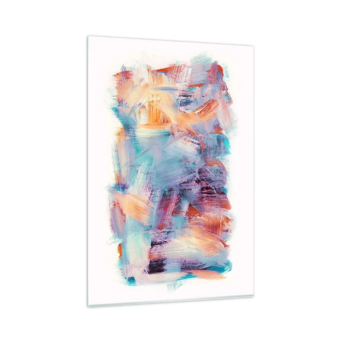 Obraz na szkle - Kolorowe pociągnięcia pędzla w abstrakcyjnej kompozycji - 80x120cm - Kolorowy bałagan - Nowoczesna dekoracja ścienna do salonu i sypialni ARTTOR