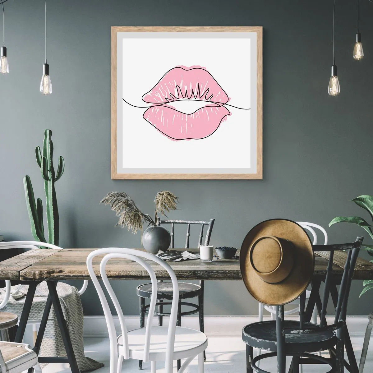 Plakat w ramie jasny dąb - Gotowy do pocałunku? - 30x30 cm