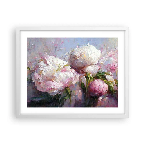 Plakat w białej ramie - Kipiący życiem bukiet - 50x40 cm