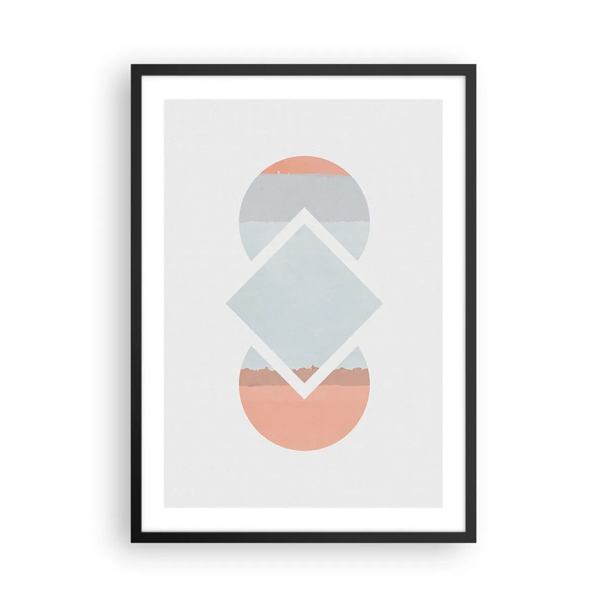 Plakat w czarnej ramie - Abstrakcyjna kompozycja z geometrycznych kształtów i pastelowych barw - 50x70cm - Sytuacja jest jasna - Nowoczesna dekoracja ścienna do salonu i sypialni ARTTOR
