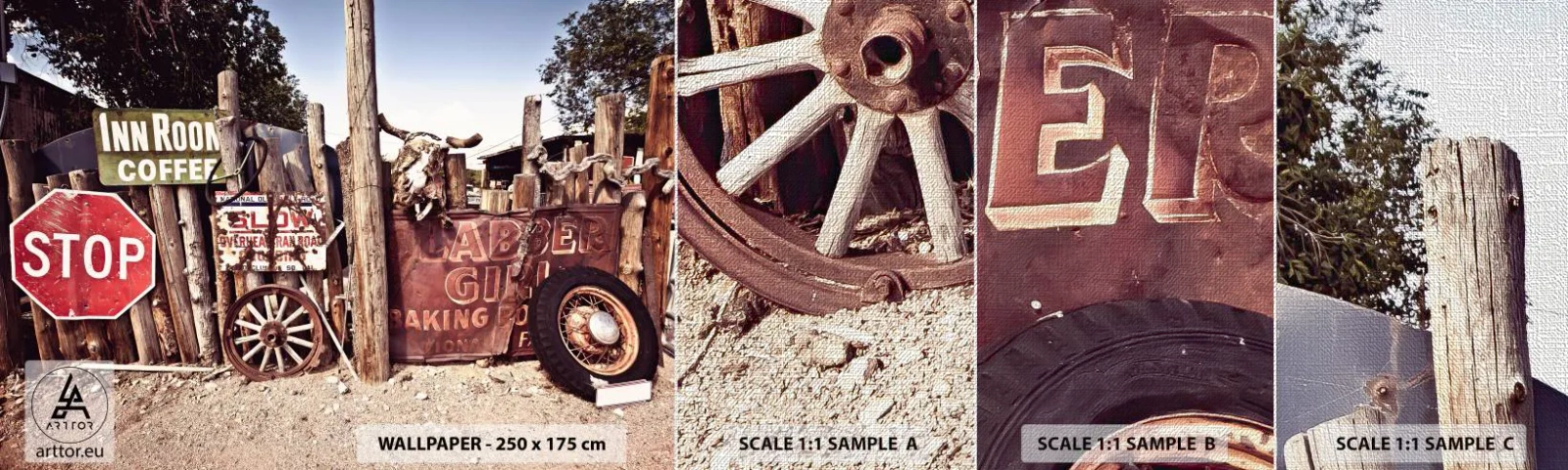 Fototapeta Próbka Premium Canvas - A czas się zatrzymał - Znak Drogowy, Droga 66, Usa - 100x30 cm