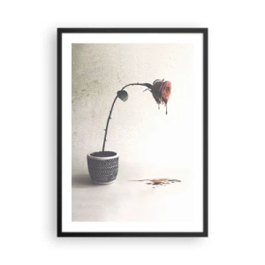 Plakat w czarnej ramie - Róża w doniczce z artystycznym efektem spływania - 50x70cm - Rosa dolorosa - Nowoczesna dekoracja ścienna do salonu i sypialni ARTTOR
