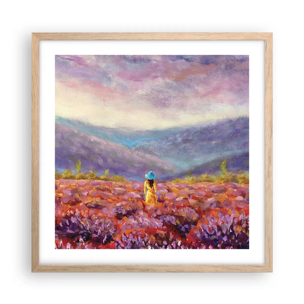 Plakat w ramie jasny dąb - W lawendowym świecie - 50x50 cm