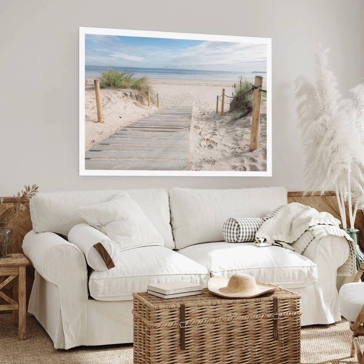 Plakat - Ścieżka z desek prowadząca na piaszczystą plażę - 100x70cm - Po horyzont - Nowoczesna dekoracja ścienna do salonu i sypialni ARTTOR