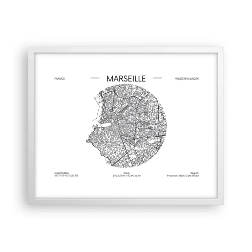 Plakat w białej ramie - Anatomia Marsylii - 50x40 cm