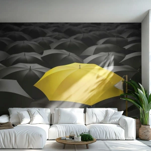 Fototapeta Premium Sand - Żegnaj smutku - Żółte Parasole, Grafika, Koncepcja - 500x350 cm