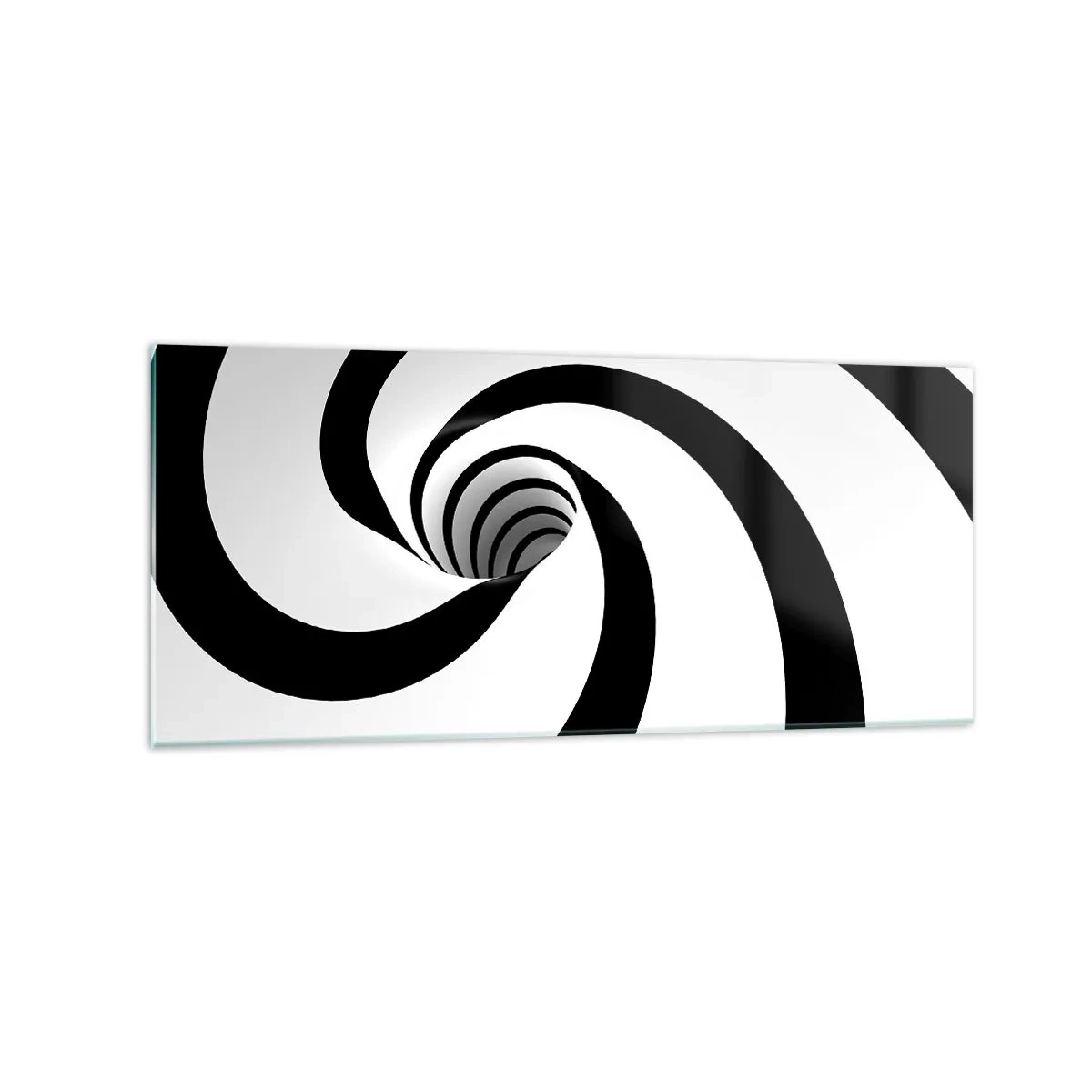 Obraz na szkle - Abstrakcyjna czarno-biała spirala z efektem wiru - 120x50cm - Poddać się wirowi? - Nowoczesna dekoracja ścienna do salonu i sypialni ARTTOR