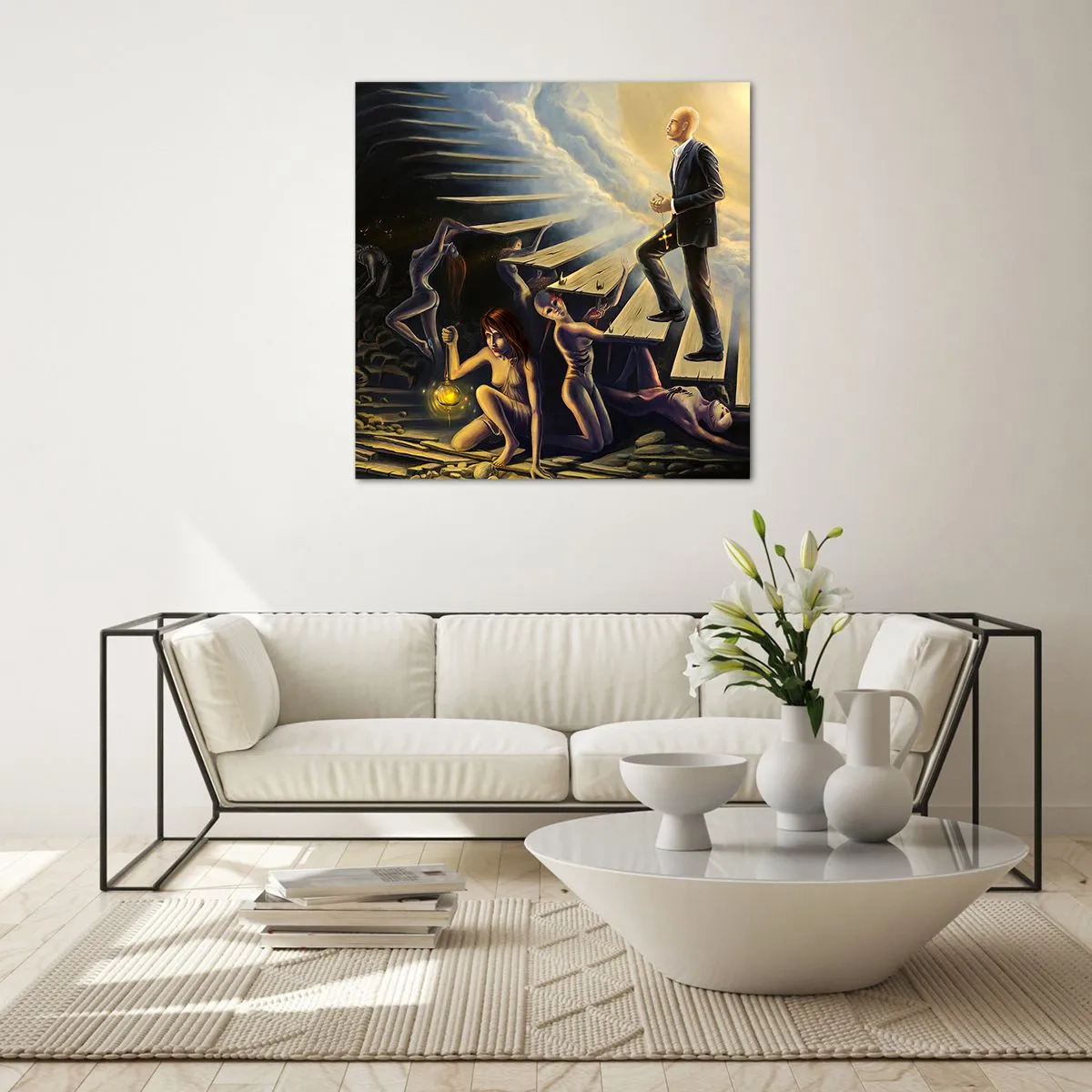 Obraz na szkle - Dantejska wędrówka ku światłu - 60x60 cm