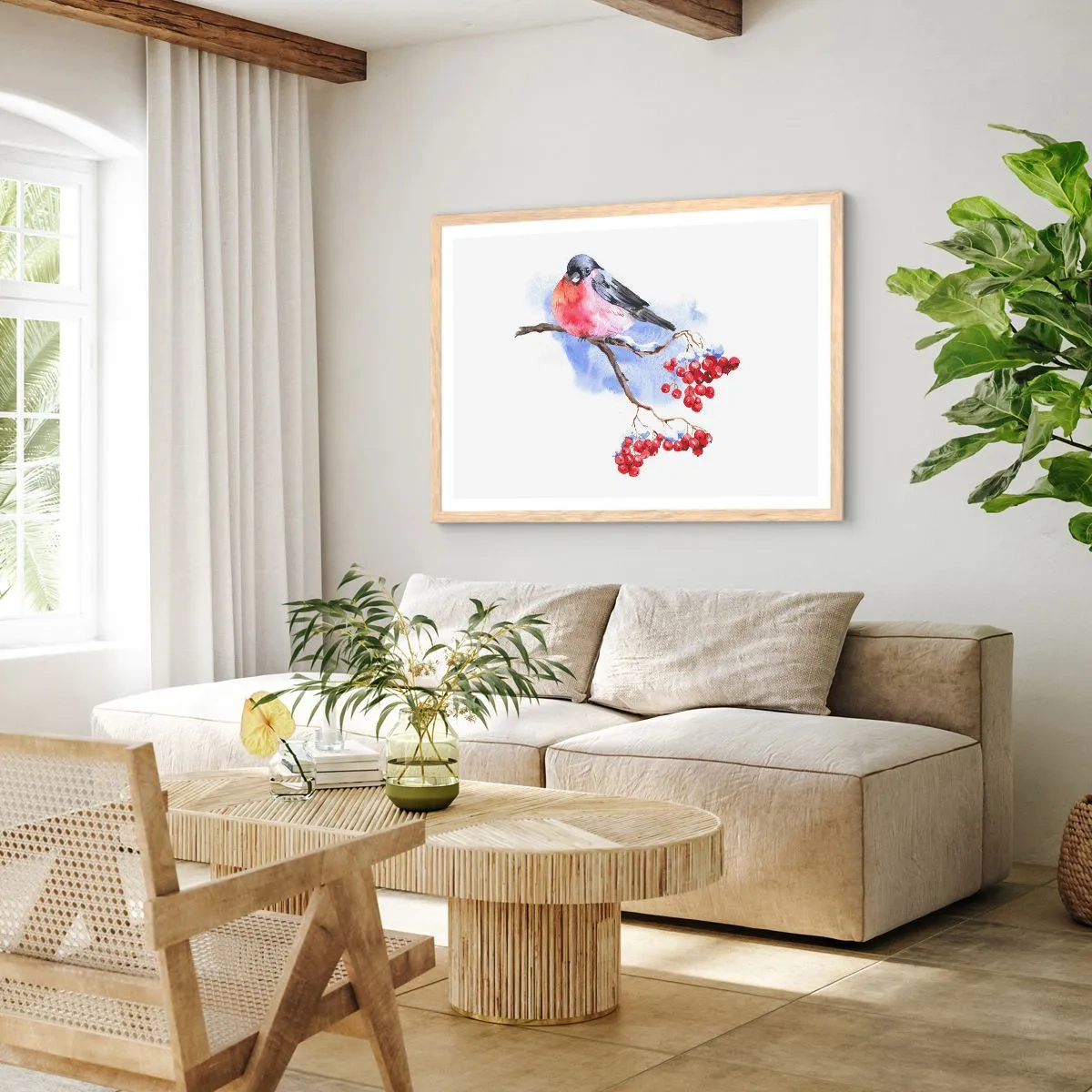 Plakat w ramie jasny dąb - Zima w kolorze - 100x70 cm