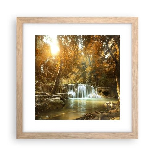 Plakat w ramie jasny dąb - Parkowa kaskada - 30x30 cm