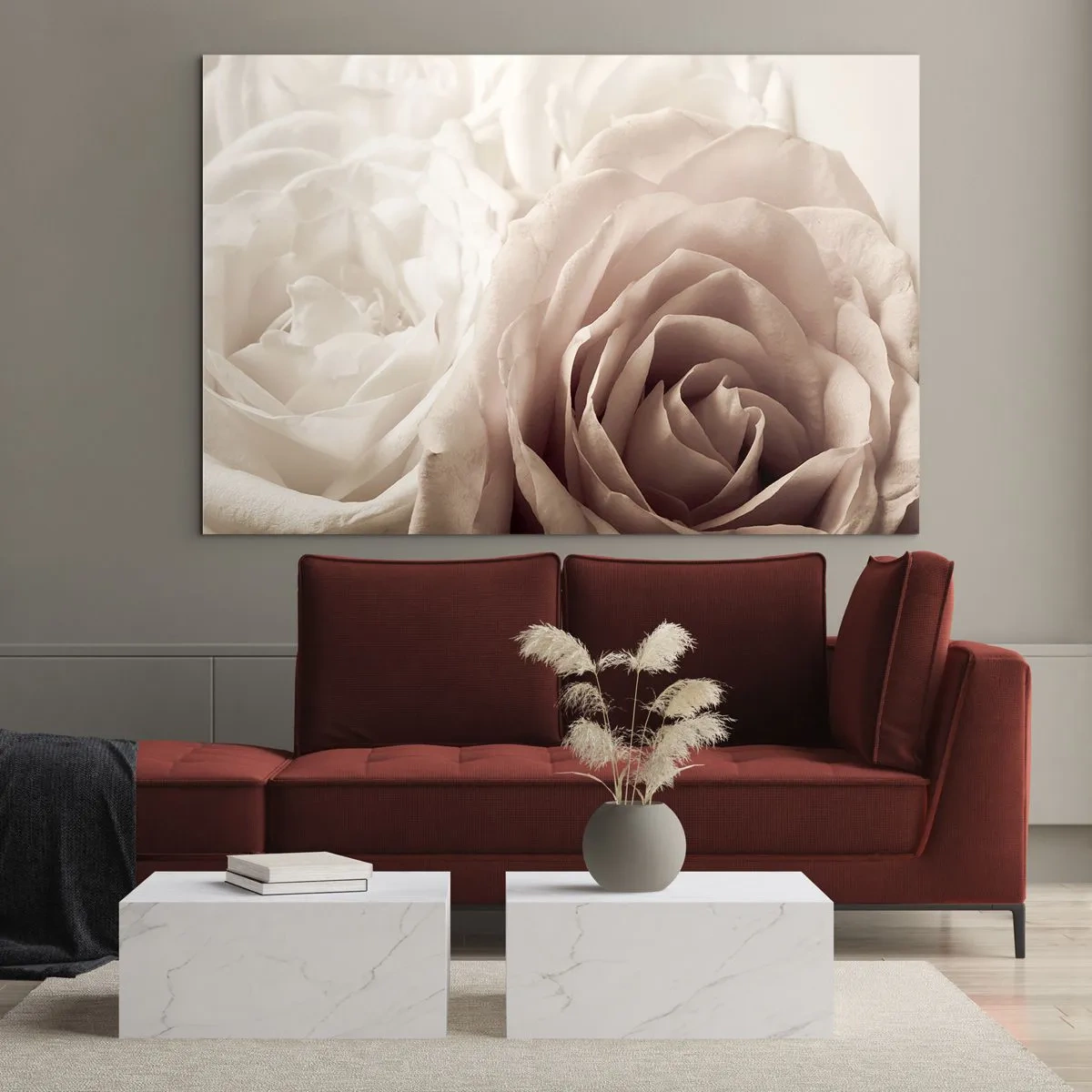 Obraz na szkle - Delikatne jasne róże w romantycznym zbliżeniu - 70x50cm - W sercu róży - Nowoczesna dekoracja ścienna do salonu i sypialni ARTTOR