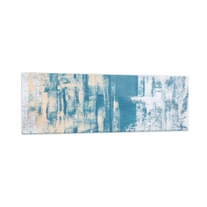 Obraz na szkle - Abstrakcyjna kompozycja w odcieniach błękitu i bieli - 160x50cm - Przez lodowy sopel - Nowoczesna dekoracja ścienna do salonu i sypialni ARTTOR
