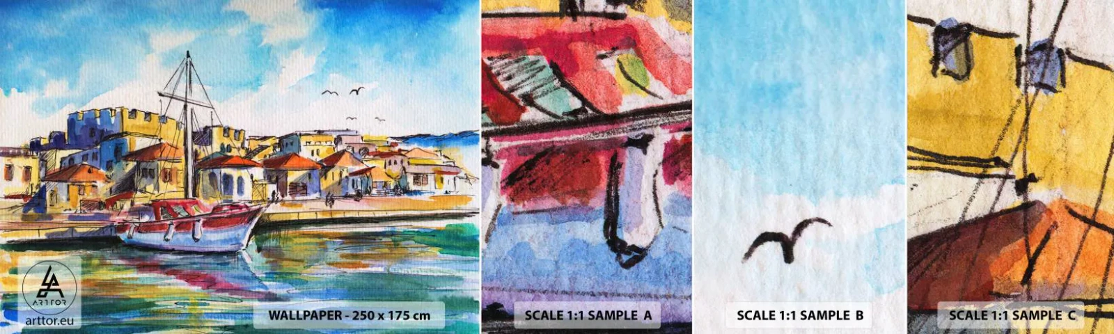 Fototapeta Próbka Samoprzylepna Deluxe Sticker - Tęczowe popołudnie - Port, Jacht, Nadmorski - 100x30 cm