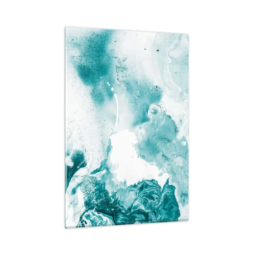 Obraz na szkle - Abstrakcja w odcieniach błękitu z delikatnymi akcentami bieli - 80x120cm - Rozlewiska błękitu - Nowoczesna dekoracja ścienna do salonu i sypialni ARTTOR