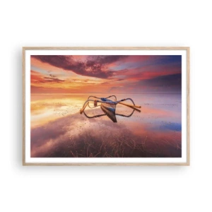 Plakat w ramie jasny dąb - Spokój tropikalnego wieczoru - 100x70 cm