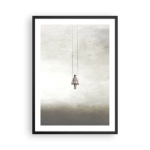 Plakat w czarnej ramie - Postać na huśtawce zawieszonej w przestrzeni - 50x70cm - Dziecko w nas - Nowoczesna dekoracja ścienna do salonu i sypialni ARTTOR