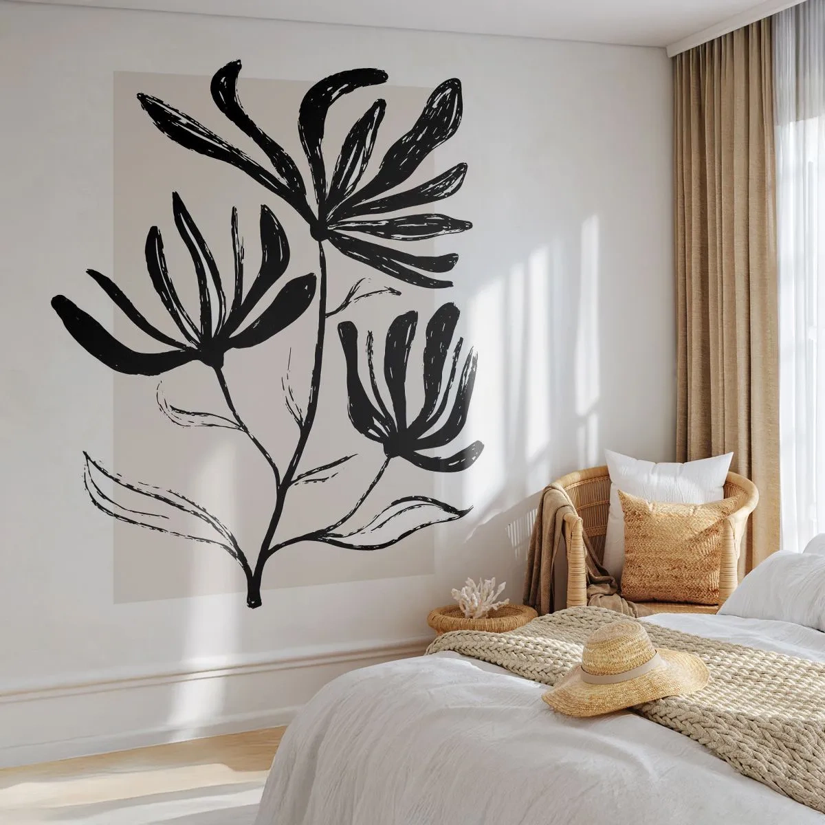 Fototapeta Premium Sand - Szkic do zielnika - Kwiat, Minimalistyczny, Nowoczesny - 200x140 cm