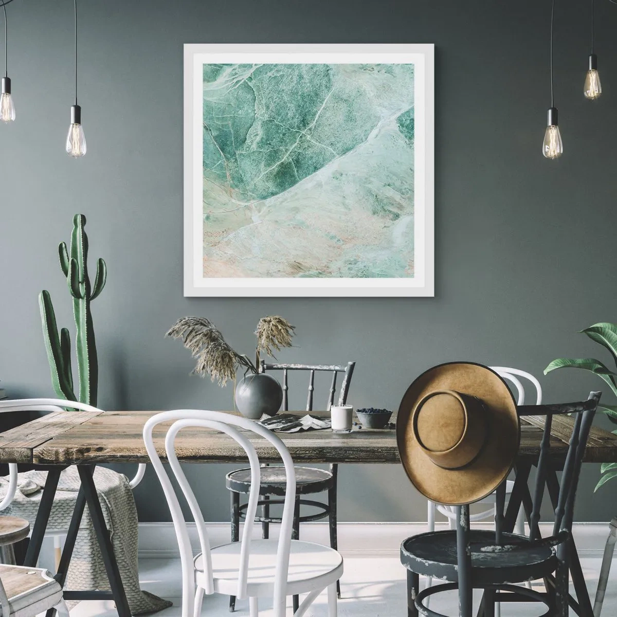 Plakat w białej ramie - Szlachetny chłód kamienia - 50x50 cm