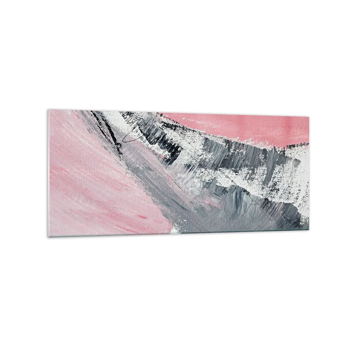 Obraz na szkle - Abstrakcyjna kompozycja w odcieniach różu i szarości - 120x50cm - Kompozycja dopasowana - Nowoczesna dekoracja ścienna do salonu i sypialni ARTTOR