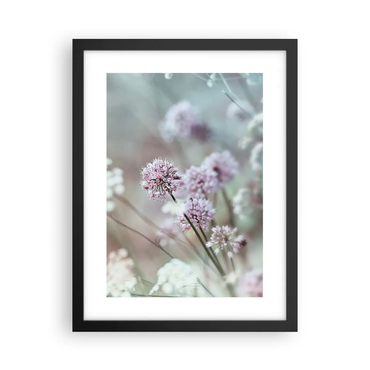 Plakat w czarnej ramie - Słodkie filigrany ziół - 30x40 cm