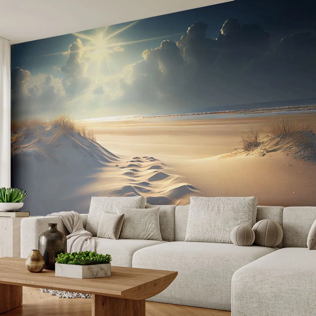 Fototapeta Premium Canvas - Kojący pejzaż - Wydmy, Plaża, Ocean - 400x280 cm