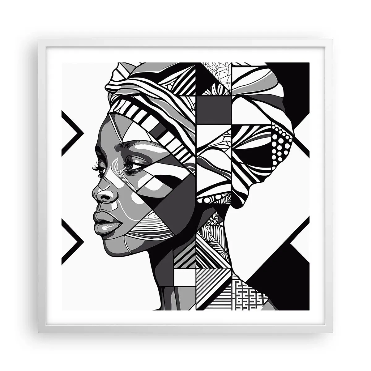 Plakat w białej ramie - Portret etniczny - 60x60 cm