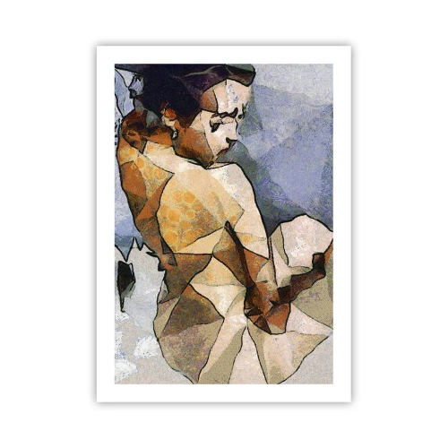 Plakat - Kobieca sylwetka w stylu mozaikowym z geometrycznymi kształtami - 50x70cm - W duchu kubizmu - Nowoczesna dekoracja ścienna do salonu, kuchni i sypialni ARTTOR