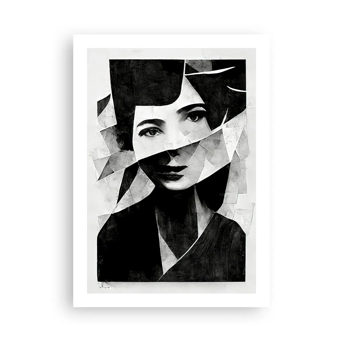 Plakat - Portret kobiety w abstrakcyjnej kompozycji - 50x70cm - Naprawdę jaka jesteś… - Nowoczesna dekoracja ścienna do salonu, kuchni i sypialni ARTTOR