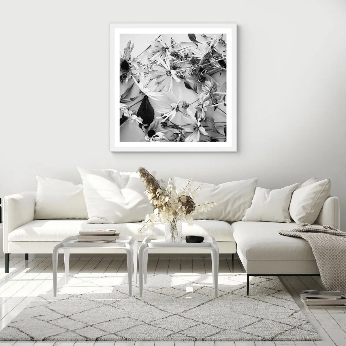Plakat w białej ramie - Nie-bukiet kwiatów - 60x60 cm