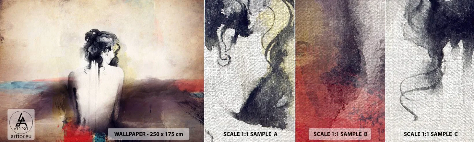 Fototapeta Próbka Premium Canvas - Łagodne linie, owalne kształty - Kobieta, Ciało, Sztuka - 100x30 cm