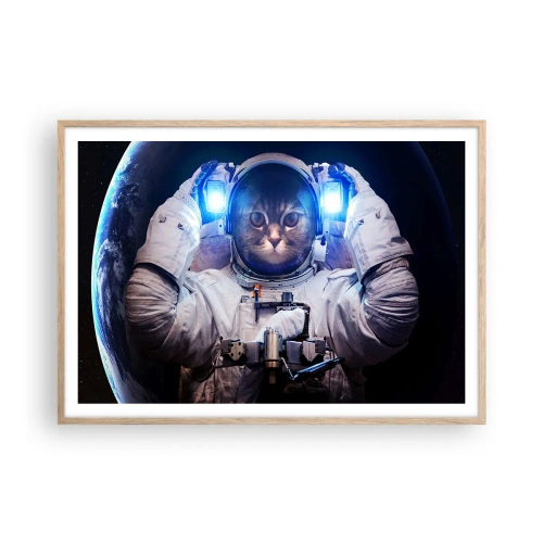 Plakat w ramie jasny dąb - Houston, macie problem - 100x70 cm