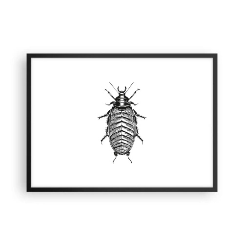 Plakat w czarnej ramie - Grafika czarno-białego owada na białym tle - 70x50cm - Co za okaz! - Nowoczesna dekoracja ścienna do salonu i sypialni ARTTOR