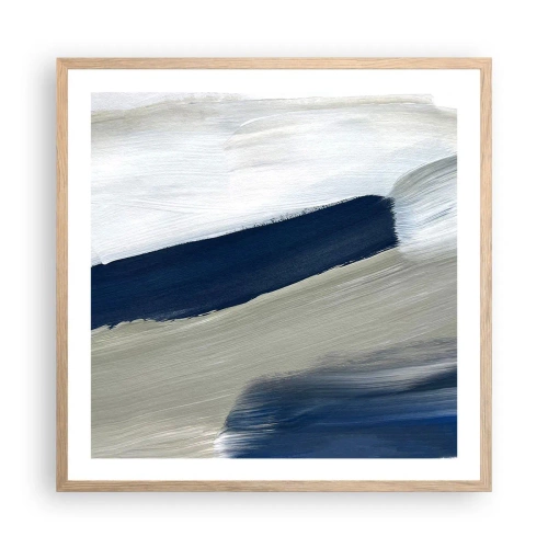 Plakat w ramie jasny dąb - Spotkanie z bielą - 60x60 cm