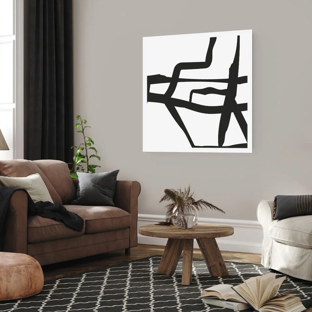 Plakat - Czarno-biała konstrukcja - 50x50 cm