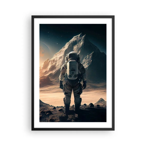 Plakat w czarnej ramie - Astronauta na obcej planecie w świetle gwiazd - 50x70cm - Nowe wyzwanie - Nowoczesna dekoracja ścienna do salonu i sypialni ARTTOR