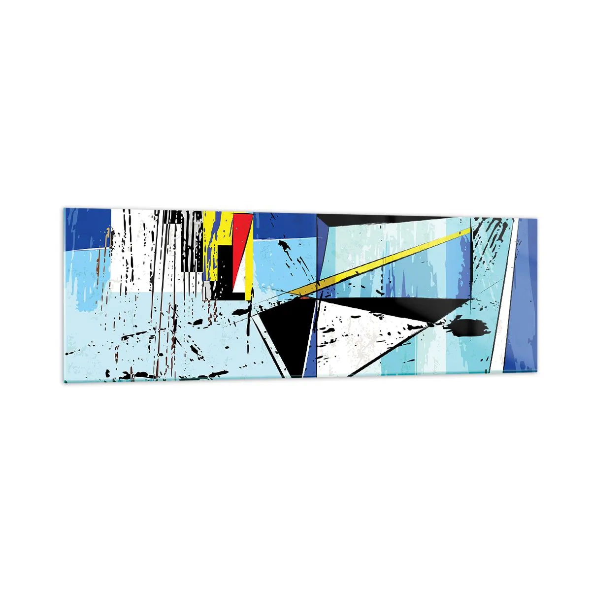 Obraz na szkle - Abstrakcyjna geometryczna kompozycja w żywych kolorach - 160x50cm - Patrzeć na świat pod kątem... - Nowoczesna dekoracja ścienna do salonu i sypialni ARTTOR