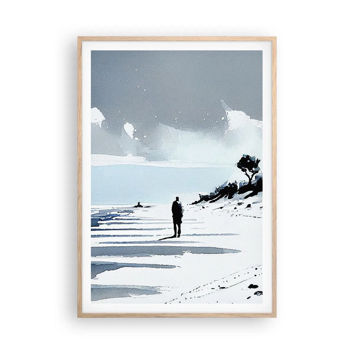 Plakat w ramie jasny dąb - Sam na sam - 70x100 cm