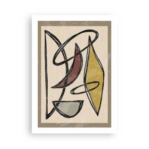 Plakat - Geometryczna abstrakcja w odcieniach beżu i brązu - 50x70cm - Piony i poziomy - Nowoczesna dekoracja ścienna do salonu, kuchni i sypialni ARTTOR