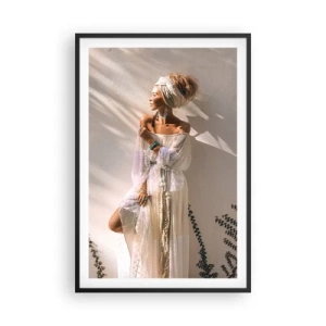 Plakat w czarnej ramie - Słońce i dziewczyna - 61x91 cm