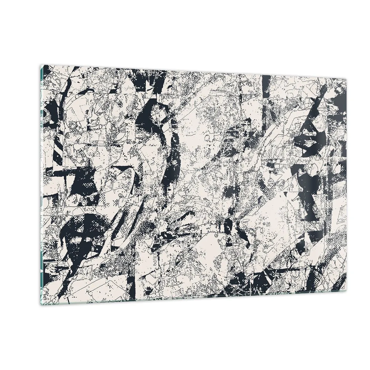 Obraz na szkle - Czarno-biała abstrakcja z dynamicznymi liniami i teksturami - 120x80cm - Przenikanie przeciwieństw - Nowoczesna dekoracja ścienna do salonu, kuchni i sypialni ARTTOR