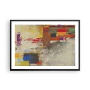 Plakat w czarnej ramie - Kolorowa abstrakcja z geometrycznymi kształtami - 70x50cm - Geometria barw - Nowoczesna dekoracja ścienna do salonu i sypialni ARTTOR