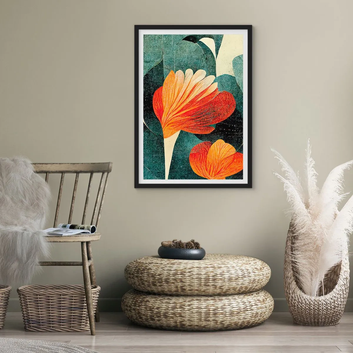 Plakat w czarnej ramie - Żar tropików i chłód zieleni - 30x40 cm